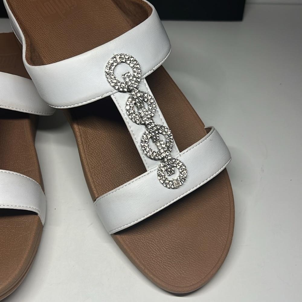 FitFlop Fino Mirror Dome Leather Sandals - Urban White Women’s Size 8 - Picture 4 of 16